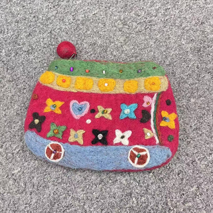 Wool Felt Car Bus Finished Poke Coin Purses