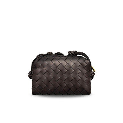 Women's Square Woven Cloud Genuine Leather Made Korean Shoulder Bags