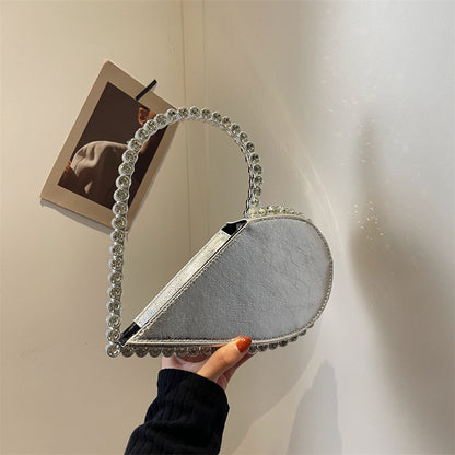 Women's Hand-held Heart-shaped Diamond Fashionable Stylish Hand Handbags