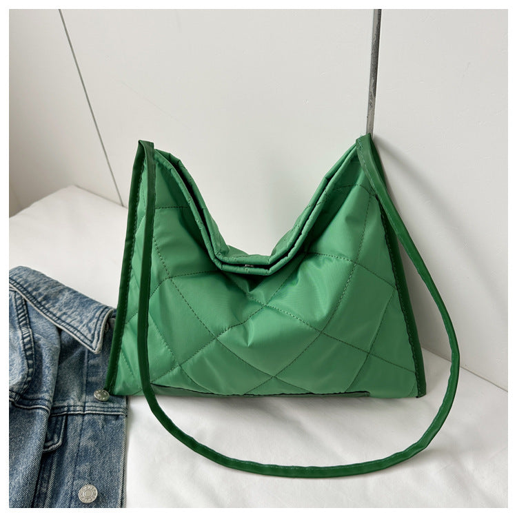 Cloth Solid Color Diamond Fashion Large Shoulder Bags