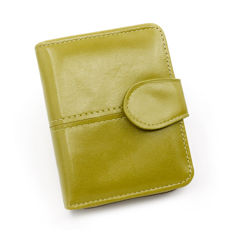 Women's Fashion Short Zipper Oil Wax Leather Ladies Wallets