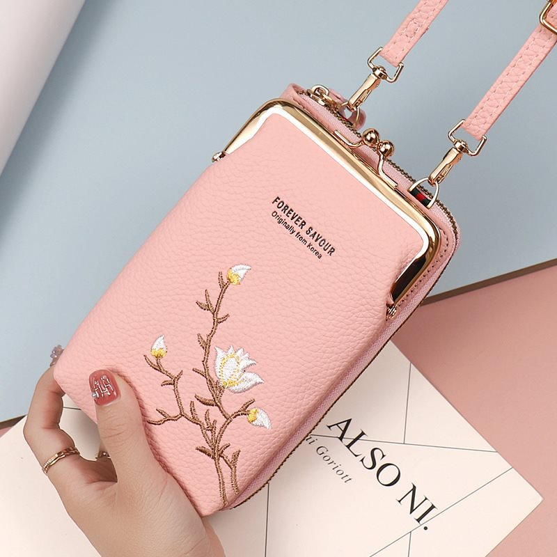 Petits sacs pour téléphone portable avec broderie florale intégrée pour femmes