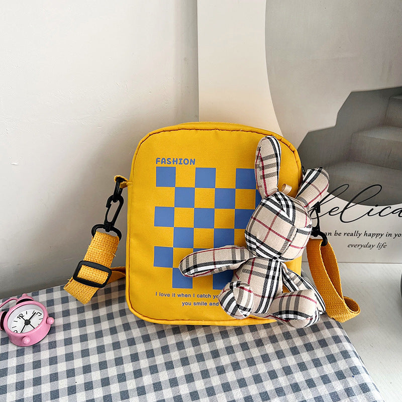 Women's Fashion Nylon Cute Rabbit Female Plaid Shoulder Bags