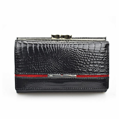 Women's Leather Exquisite Design Clip First Layer Cowhide Crocodile Ladies Wallets