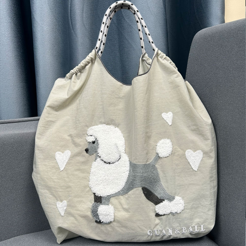 Sacs à main brodés pour femmes avec motif caniche, jolis sacs à main de grande capacité