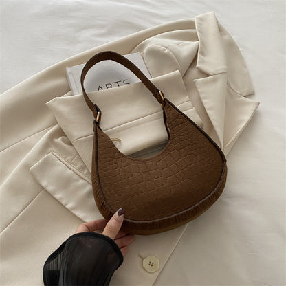 Women's Simple Texture Pouches Autumn Fashion Underarm Shoulder Bags