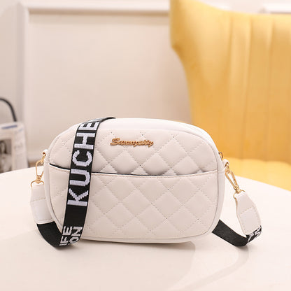 Women's Fashion Rhombus Embroidered Strap Letter Printing Crossbody Bags