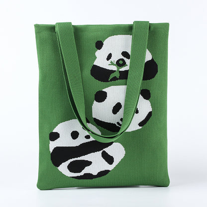 Sac fourre-tout en tricot tendance pour femme en forme de panda pour sacs à bandoulière