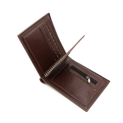 Men's Short Sier Pocket Stitching Matte Leather Men's Wallets