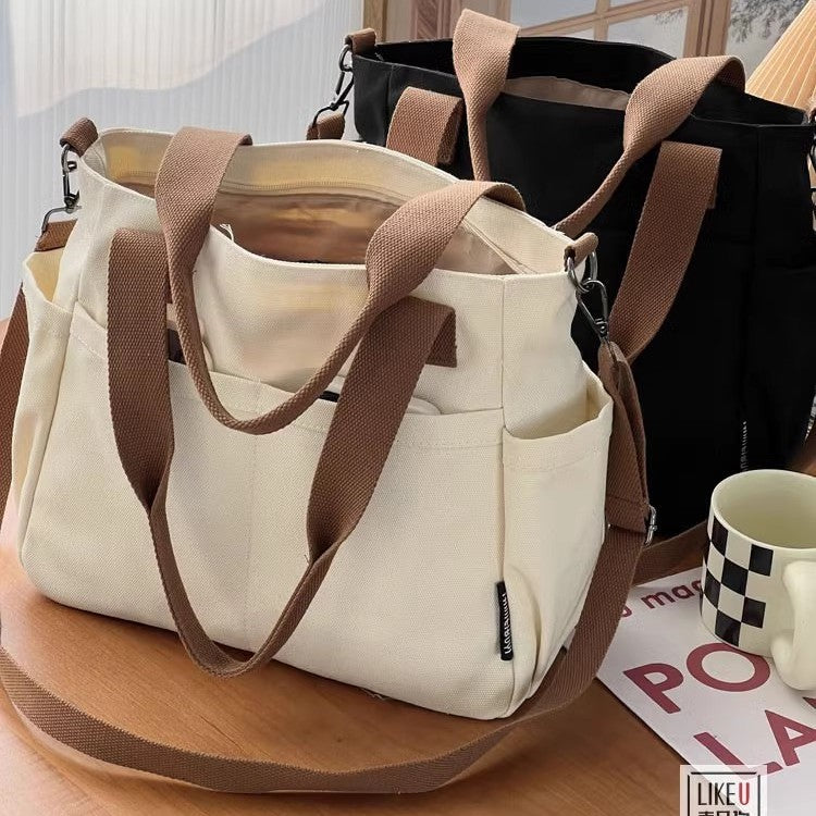 Homemade Zipper Commuter Thickened Canvas Versatile Crossbody Bags