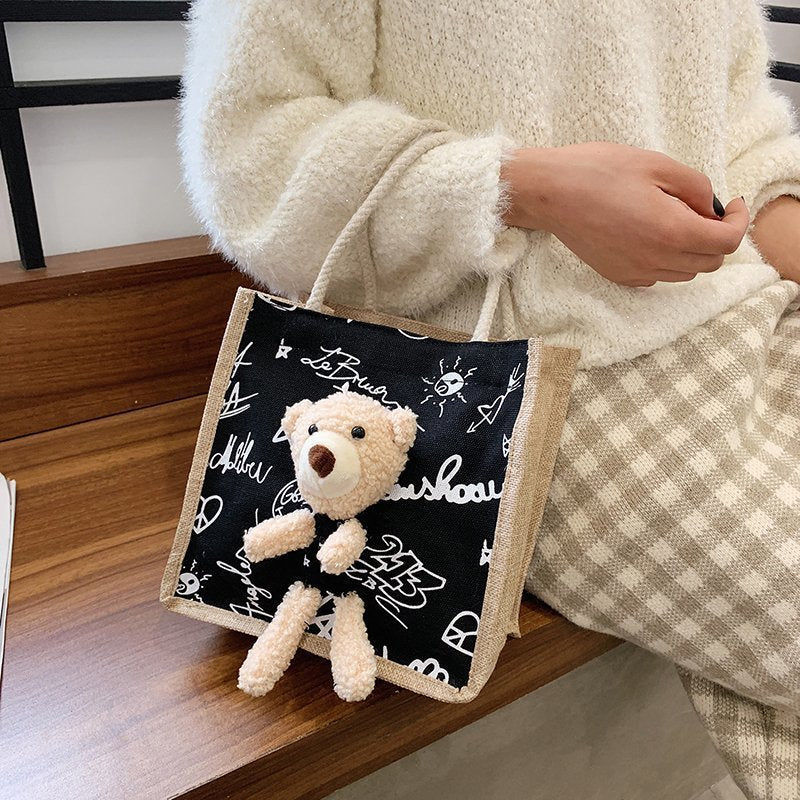 Women's Bear Trendy Cute Fashion Tide Cloth Handbags