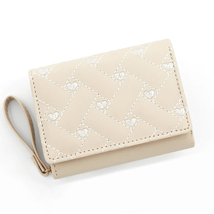 Women's Short Simple Embroidered Love Heart Multiple Ladies Wallets