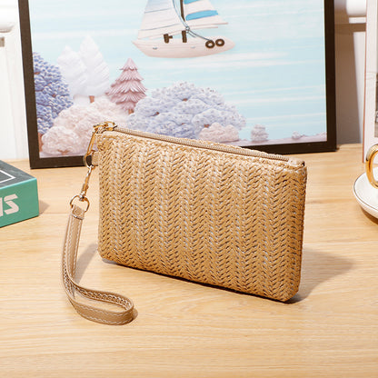 Women's Mobile Mid-length Straw Clutch Woven Bags