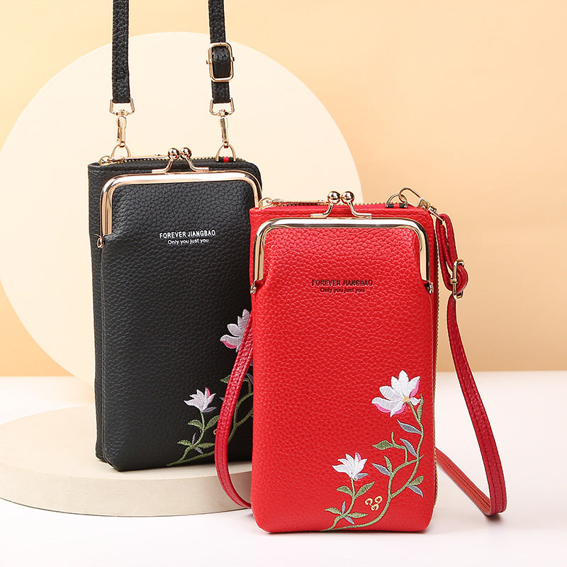 Korean Style Fashionable Litchi Pattern Solid Crossbody Bags