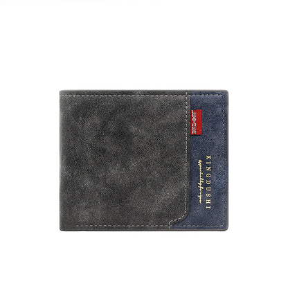 Men's Short Sier Pocket Stitching Matte Leather Men's Wallets