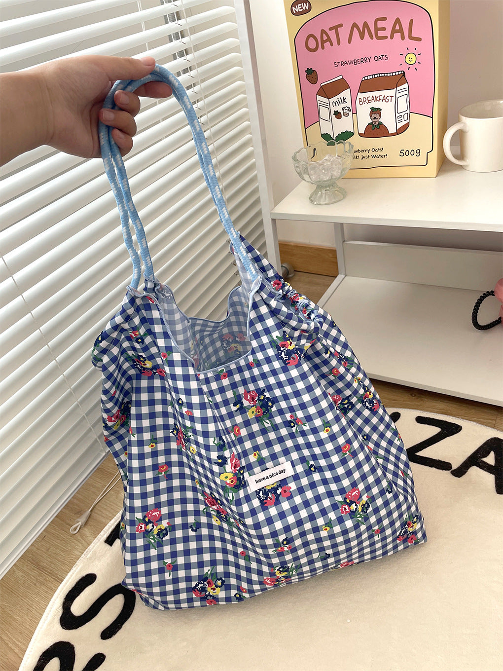 Canvas Large Capacity Totes Drawstring Wind Handbags