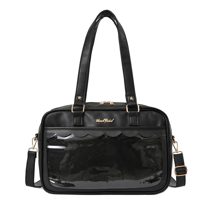 Cartoon Transparent Large Capacity College Style Handbags