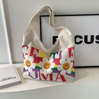 Sacs à bandoulière tendance en toile à petites fleurs Rainbow Smile pour femmes