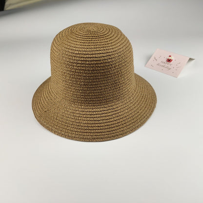 Chapeau de soleil en papier paille d'été pour enfants Mini porte-monnaie pour enfants