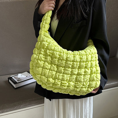 Women's Pleated Cloud Cotton Jacket Commuter Bubble Crossbody Bags