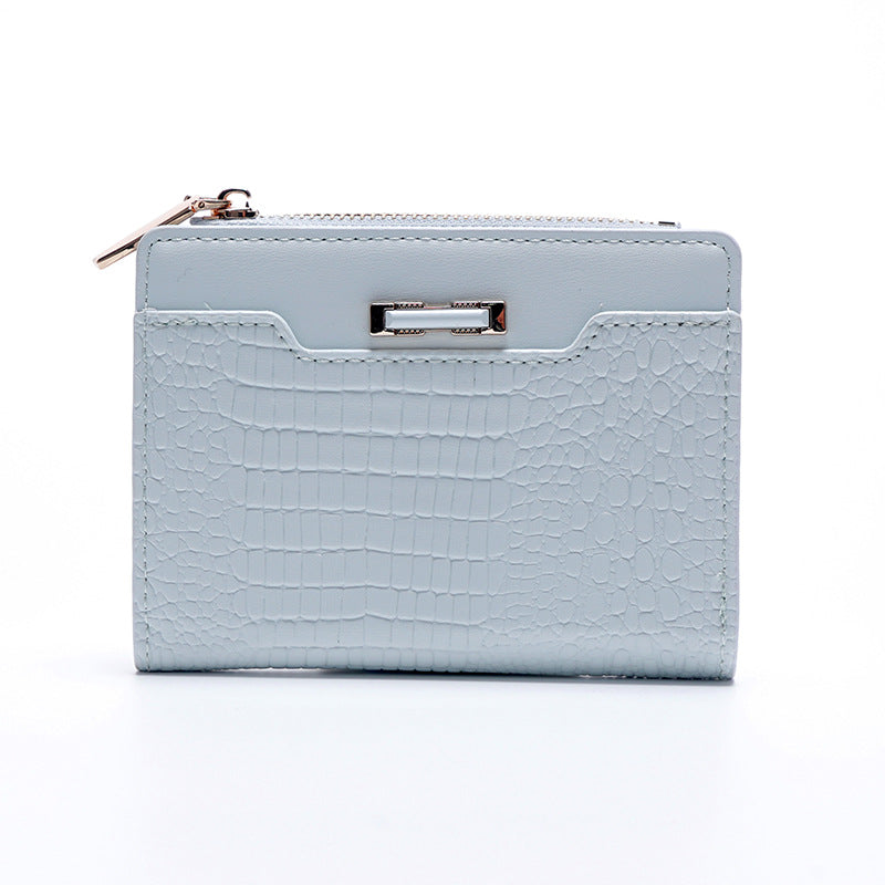 Women's Macaron Color Series Short Crocodile Pattern Ladies Wallets