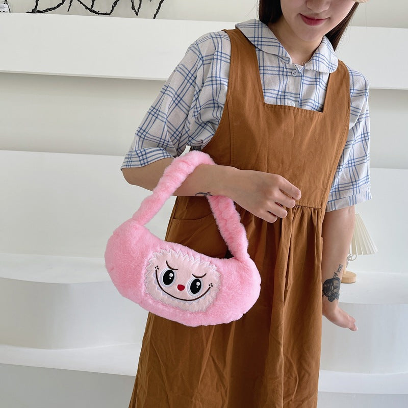 Curtain Cloth Plush Pop Mart Cartoon Shoulder Bags