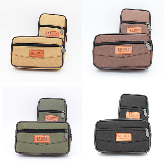 Men's Canvas Horizontal Vertical Zipper Construction Site Phone Bags