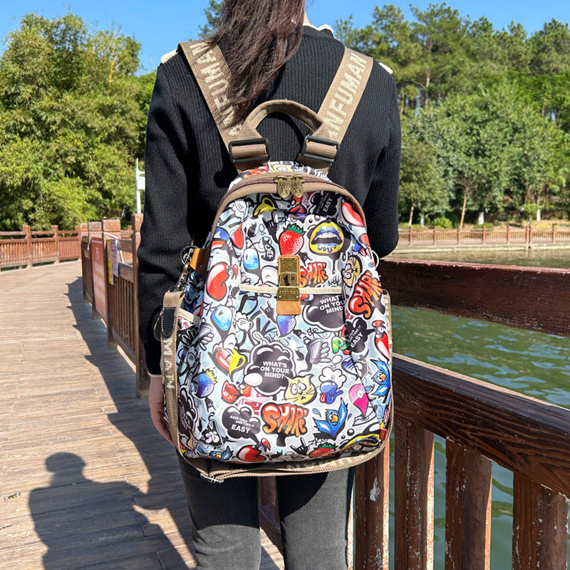 Capacity Ethnic Style Trendy Printed Fashionable Backpacks