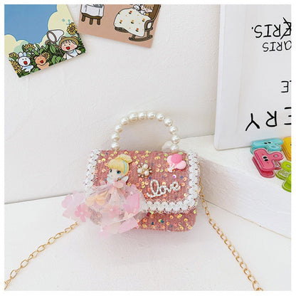 Children's Fashion Pearl Tote Cartoon Doll Chain Children's Coin Purse