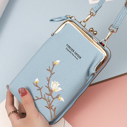 Petits sacs pour téléphone portable avec broderie florale intégrée pour femmes