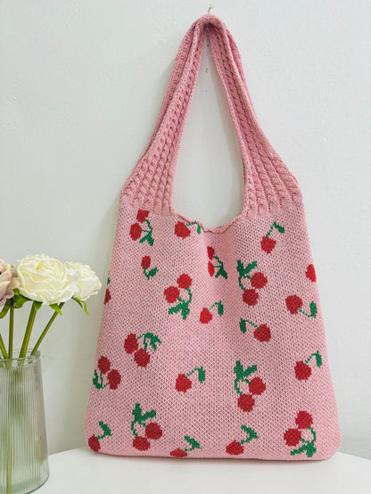 Knitted Bowknot Woven Large Capacity Totes Shoulder Bags