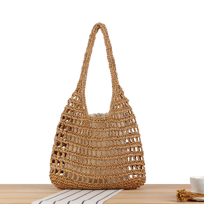 French Style Large Capacity Straw Simple Underarm Seaside Shoulder Bags