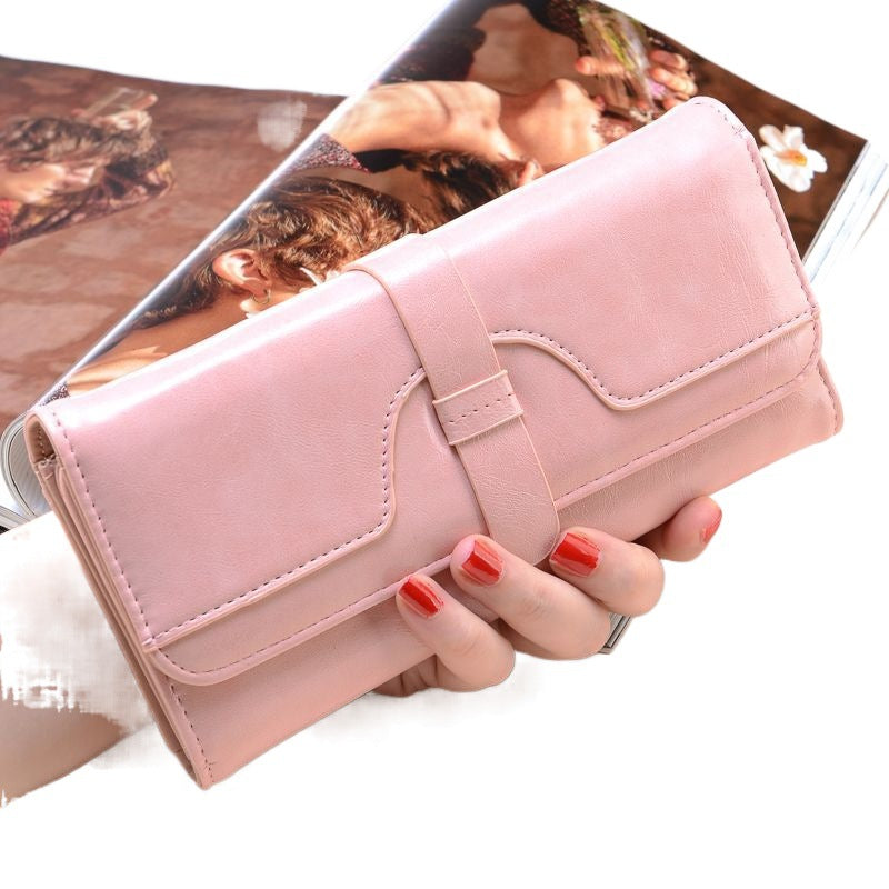 Women's Oil Wax Leather Long Retro Large Ladies Wallets