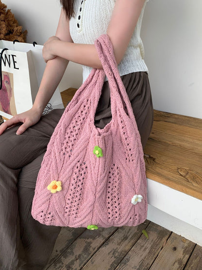 Women's Wool Knitted Woven Flower Minority High-grade Bags