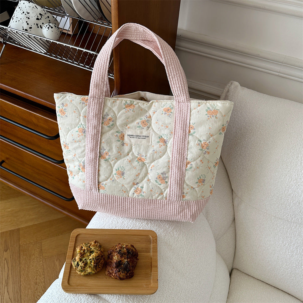 Quilted Patchwork Retro Flower Commuter Organizing Handbags