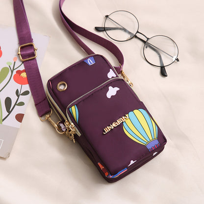 Women's Large Capacity Mobile Vertical Printed Zipper Phone Bags