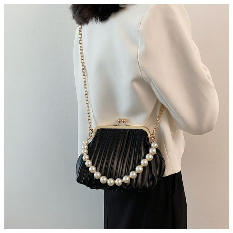 Women's Summer Pearl Fashion Chain Clip Cross Crossbody Bags