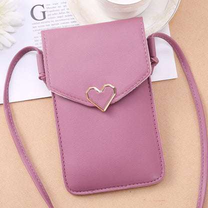 Fashion Transparent Touch Screen Mobile Female Retro Solid Phone Bags