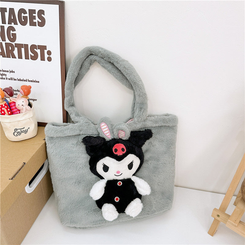 Winter Plush Cartoon Clow Hand Gift Bags