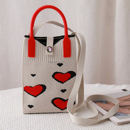 Love Korean Style Versatile Knitted Small Phone Bags