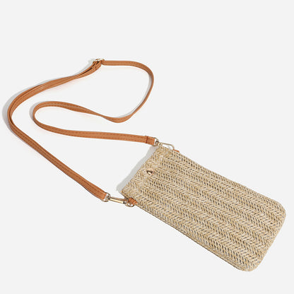 Women's Mobile Summer Beach Woven Vertical Straw Phone Bags