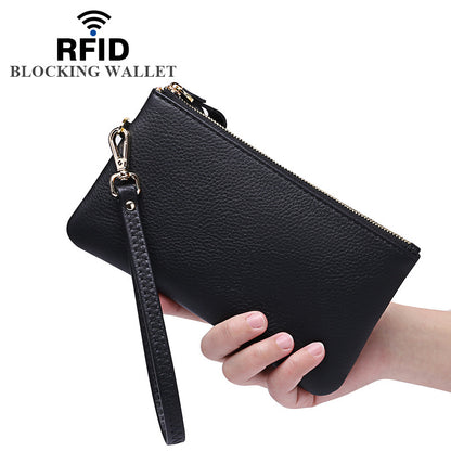 Cowhide Female Long Genuine Leather Simple Zipper Ladies Wallets